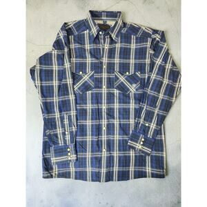 Ariat Pro Series Shirt Mens Medium Blue Plaid Button Down Western Snap
